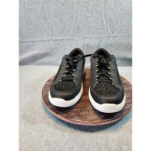 RYKA Astrid Black Mesh Athletic Sneakers With Holographic Heel Accent‎